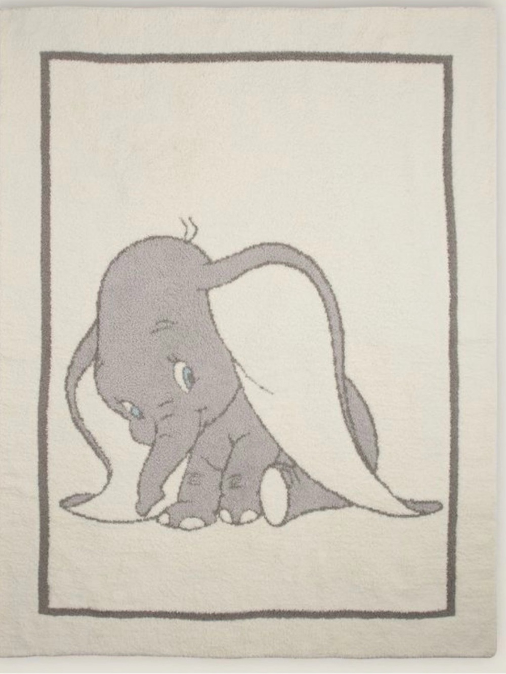 Barefoot Dreams Baby Blanket Pale Gray and Cream Dumbo Design